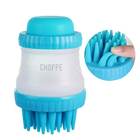 Choppe Pet Bathing Brushwith Shampoo Container, Soft Silicone Massage Brush for Long-Hair Dog & Cat, Wash and Massage Comb Bathing Tool