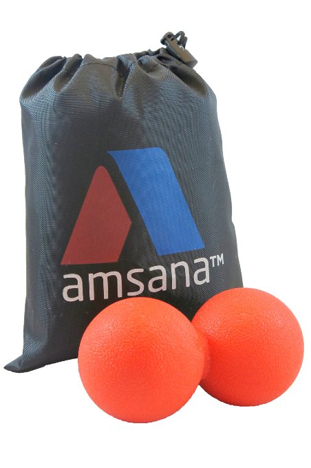 Amsana™ Double Lacrosse Ball - Peanut Massage Ball - Works for upper back, neck, scapula and the thoracic spine - Mobility Wod Tool - Free Nylon bag