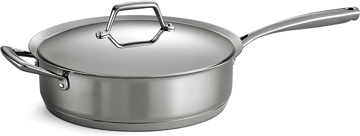 Tramontina Gourmet Prima 18/10 Stainless Steel Tri-Ply Base 5-Quart Covered Deep Saute Pan by Tramontina