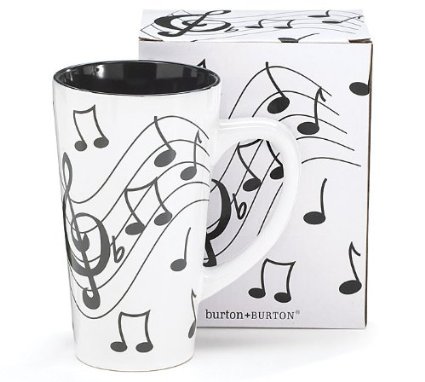Musical Note Jazz Ceramic CoffeeTea Travel Mug Treble Clef - 16 Oz