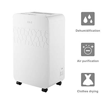 CO-Z Portable 70 Pint Dehumidifier Air Purifier Clothes Dryer with Vehicle Mountable, Ultra-Quiet Motor, Mold Prevention, for Basements with Drain Hose, Bathroom, Closet, RV, Vehicles