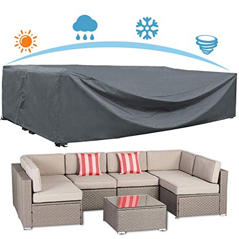 AKEfit Patio Furniture Cover Outdoor sectional Furniture Covers Waterproof Dust Proof Furniture Lounge Porch Sofa Protectors D126”x W64”x H29”