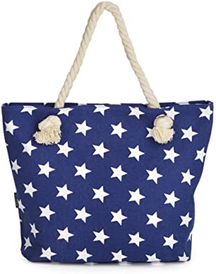 Premium Large Star Patterned Canvas Tote Shoulder Bag Handbag