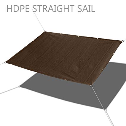 Alion Home Custom Straight Edges 180GSM HDPE UV Block Sun Shade Sail Permeable Canopy for Pool Outdoor Patio Garden - Brown (7' x 26')