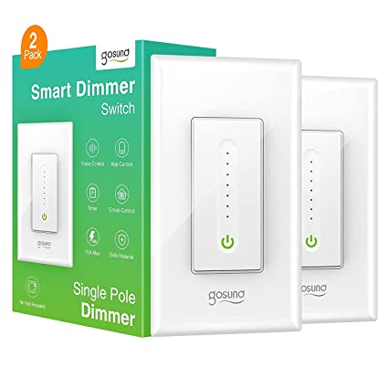 Smart Dimmer Switches, Wi-Fi in-Wall Light Switch Works with Alexa Google Home, Single Pole, Timer Function,App Remote Control, ETL and FCC Listed (2 Pack)