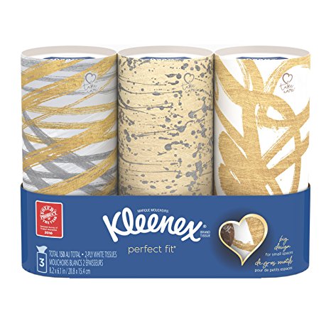 Kleenex Perfect Fit Facial Tissues, 50 Tissues Per Canister, 3 Pack