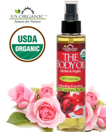 1 Body and Bath Oil - Romantic Sexy Bulgarian Rose 9733 Certified Organic by USDA 9733 Jojoba and Argan Oil w Vitamin E 9733 No Alcohol Paraben Artificial Detergents Color or Synthetic perfumes 9733 5 Floz