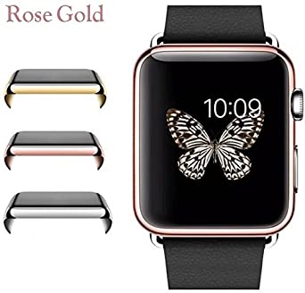 Josi Minea iWatch 2 Protective Snap-On Case with Built-in Clear Glass Screen Protector - Shockproof & Anti-Scratch Full Cover Shield Guard Compatible with Apple Watch Series 2 [ 38mm - Rose Gold ]