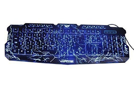 BlueFinger 3324823 Adjustable Crack Backlit LED Gaming Keyboard with MousePad