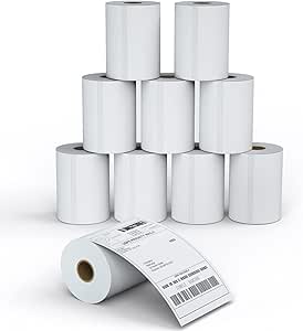 MFLABEL 10 Rolls 4x6 Direct Thermal Blank Shipping Labels for Thermal Printer Shipping Labels with Perforated