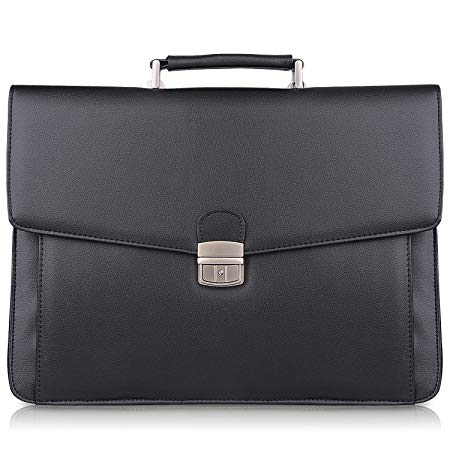 ON SALE S-ZONE Mens Microfiber Leather Flapover Briefcase Messenger Bag fit 14 inch Laptop Bag