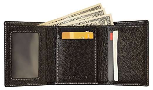 KNOXX Wallets - RFID Secure MensTrifold Leather Wallet - Premium RFID Blocking,