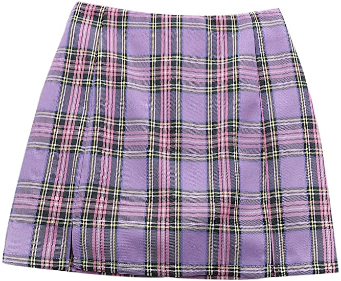 Floerns Women's Plaid High Waist Bodycon Mini Skirt