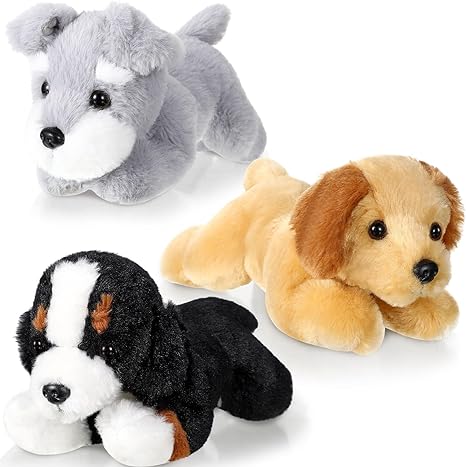 Skylety 3 Pcs 7.87 Inches Dog Stuffed Animal Plush Dog Soft Plush Dog Pillow Toy Fluffy Puppy Set for Christmas Girls Baby Kids Dog Party Favor Birthday Home Decor(Mountain Dog, Schnauzer, Labrador)