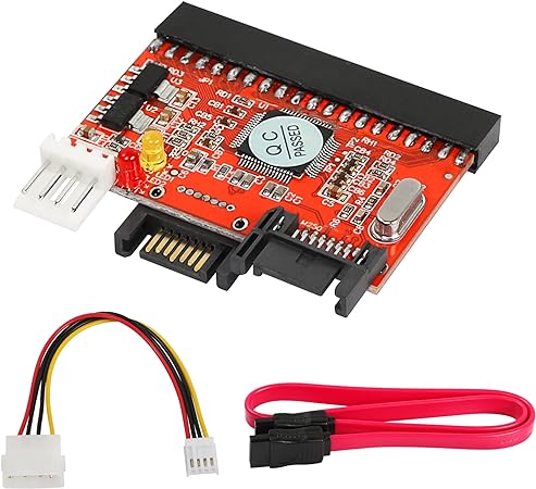 SinLoon IDE to SATA Converter, 150Mbps 2 in 1 SATA to IDE Adapter Converter Chip Cable Connector for DVD/CD/HDD (Red)