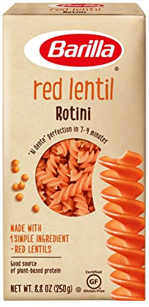 Barilla Red Lentil Pasta, Gluten Free Pasta, Rotini, 8.8 oz