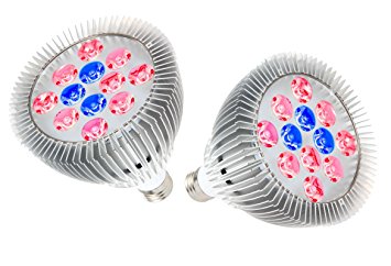 OxyLED 2Pack LED Grow Bulb, Hydroponic Plant Grow Lights for Greenhouse Aquatic(E26 12W 3Blue/9 Red)