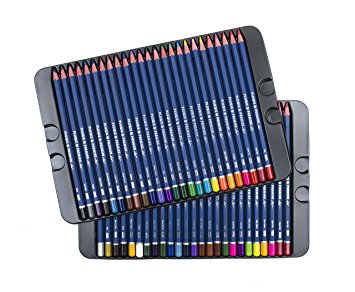 Pluqis Premium Art Colored Pencils, Set of 50 Colors in Tin Case | Pre-Sharpened & Richer Artist-Grade Pigments for College Students, School Supplies and Adults Coloring and Drawing Books