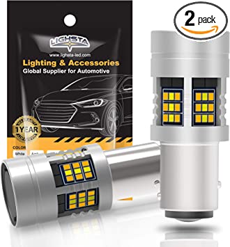 LIGHSTA CANBUS Anti Hyper Flash 1157 2057 2357 7528 BAY15D P21/5W Switchback LED Bulbs for Amber Yellow Turn Signal Lights, White Daytime Running Parking Lights, No Load Resistor Needed(Pack of 2)