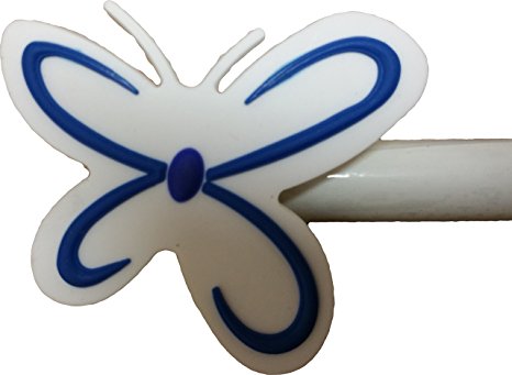 Mk Collection Kids/teens Window Curtain Rod Blue white , Butterfly (48"-84", White)