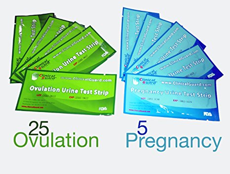 ClinicalGuard 25 Ovulation Test Strips & 5 Pregnancy Test Strips Combo