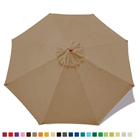 ABCCANOPY 9ft Market Umbrella Patio Umbrella Replacement Canopy 8 Ribs, Khaki-4