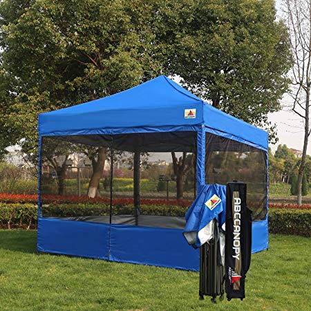 ABCCANOPY 10x10 Silver Coated Canopy Top with 2 Pieces 20 ScreenWall Bonus Tent Stakes and Roller Bag (Royal Blue)