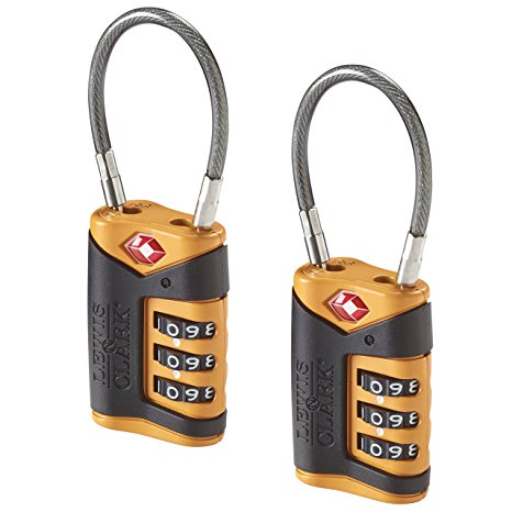 Lewis N. Clark TSA-Approved Combination Luggage Lock With Steel Cable (2-Pack)