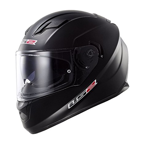 LS2 Stream Solid Full Face Motorcycle Helmet With Sunshield (Matte Black, Large)