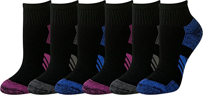 Amazon Essentials Women's Peformance Cotton Cushioned Athletic Ankle Socks, 6 Pairs