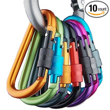 SUNREEK™Aluminum Carabiner D-ring Key Chain Clip Climbing Hook-- Random Color(10 pcs)