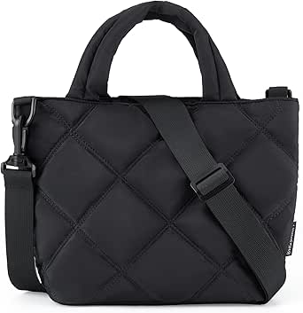 BAGSMART Crossbody Bags for Women, Quilted Grid Puffer Tote Bag, Handbag Shoulder Bag Small Purse for women