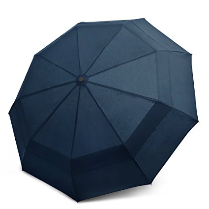 EEZ-Y Compact Travel Umbrella with Windproof Double Canopy Construction - Sturdy, Portable and Lightweight for Easy Carrying - Auto Open Close Button for One Handed Operation - Lifetime Guarantee