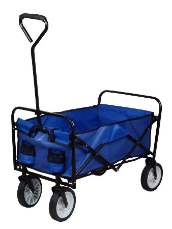 TMS® Folding Collapsible Utility Wagon Garden Cart Shopping Buggy Yard Beach Cart Toy Sports Blue