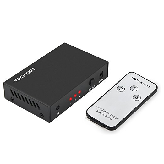 TeckNet® 3 Port HDMI Auto Switch Box plus Remote - 3x1 HUB (3 way input 1 output) 1080p Full HD HDMI Switcher