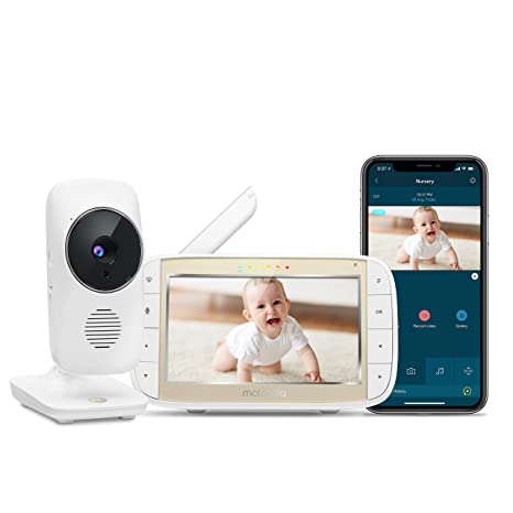 Motorola MBP844CONNECT Wireless WiFi Video Baby Monitor - 5-Inch HD Color Screen, 2-Way Talk Communication - Sound, Motion, Temperature Alert - Digital Zoom, Night Vision, 5 Lullabies - 1000ft Range