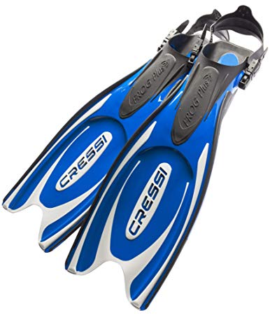 Cressi Adult Powerful Efficient Open Heel Scuba Diving Fins | Frog Plus: made in Italy