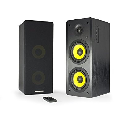 Thonet and Vander Hoch Bt 350 Watts Wood Hi-Fi Bluetooth 4.0 Speakers with Integrated Amplifier, 3.5mm and RCA Stereo Input, 9.1 x 7.1 x 18.1 ", 1 Pair, Black