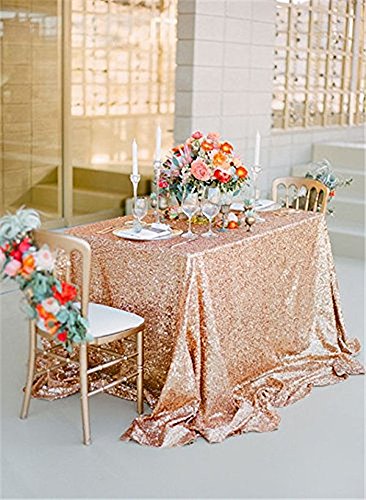 50"x80" Rose Gold Sequin fabric tablecloth Sequin panels Party Baby Shower Reception tablecloth