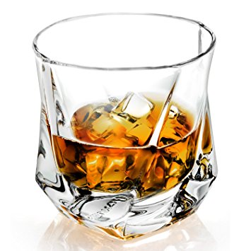 Lovinpro Whisky Glasses Old Fashioned Scotch Glass set of 4 100% Lead Free Whiskey Glass 8 oz ，Unique, Elegant, Dishwasher Safe,Glass Liquor or Bourbon Tumblers Gift for men