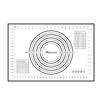 Daixers Silicone Baking Mats Large 23.62" x 15.74" ,Non Stick Non Skid Pastry-Mat with Measurements (Black)