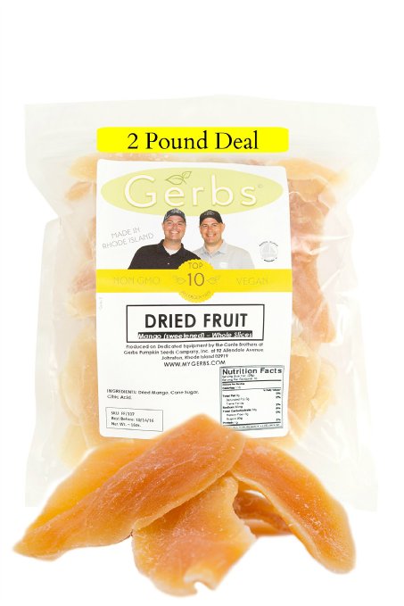 Dried Mango, Sweetened/Unsulfured by Gerbs - 2 LB Deal - Top 11 Food Allergen Friendly & NON GMO - Product of Thailand