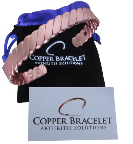 Twisted Copper Bracelet for Arthritis - GUARANTEED 99.9% PURE Copper Magnetic Bracelet For Men Women - 6 Powerful Magnets - Effective & Natural Relief Of Joint Pain, Arthritis, RSI, & Carpal Tunnel!