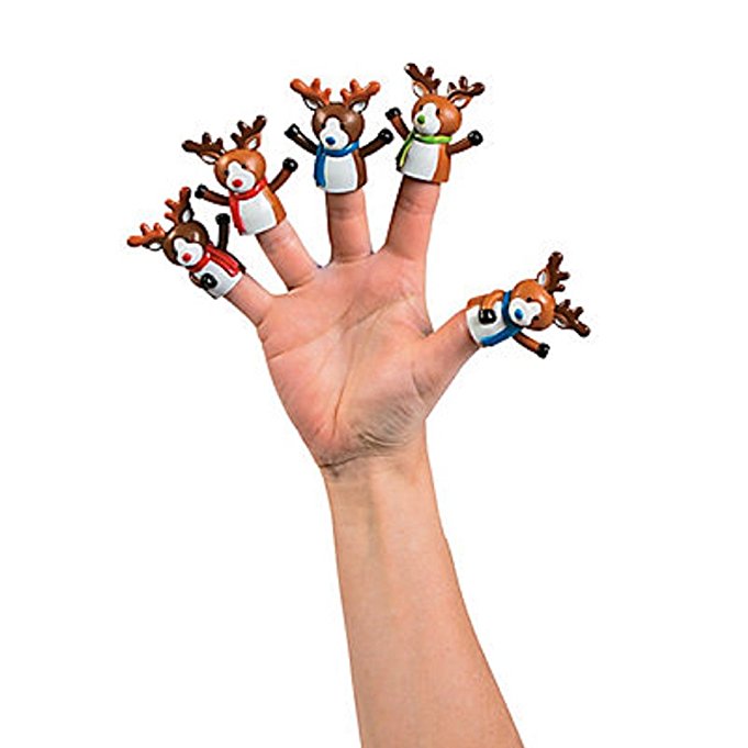 6 ~ Christmas Reindeer Finger Puppets ~ Approx. 2 Inch Vinyl ~ New