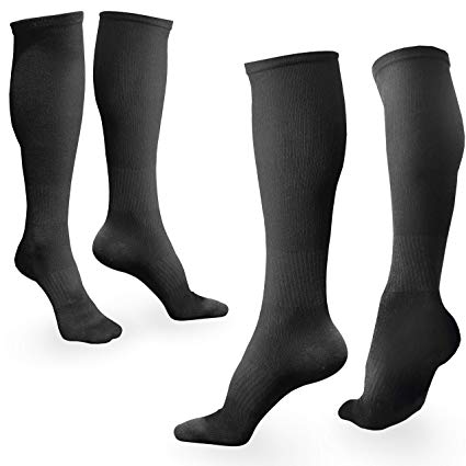 BAMS Compression Socks Women & Men- Premium Bamboo Ultra Soft No-Smell 15-20 mmHg 2 Pair