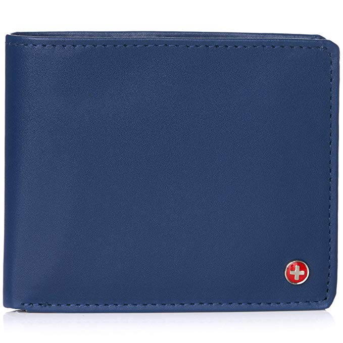 Alpine Swiss RFID Luka Men's Flip ID Wallet Deluxe Capacity ID Bifold With Divided Bill Section Camden Collection