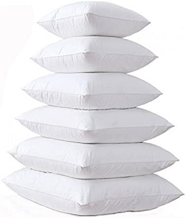 EGYPTO - White Duck Feather Cushion Pad Inner Insert - 100% Natural Cotton Anti Dust Mite And Down Proof Cover - Double Stitched Seams - Non Allergenic - Machine Washable (Pack Of Four, 16" x 16")