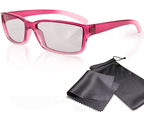 3D Movie Glasses for Children - High Quality - pink / transparent - Passive Circularly Polarized - For Reald 3D Cinema and Passive 3D Tvs Such As Lg "Cinema 3d", Philips "Easy 3D", 3D Televisions From Sony, Toshiba, Panasonic, Grundig, Hisense, Finlux and more - With Pouch and Cleaning Cloth