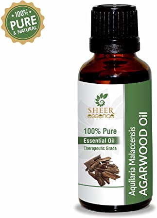 Agarwood (Oud) Oil (Aquilaria Malaccensis) 100% Natural Undiluted Frangrance Therapeutic Grade Essential Oil for Aromatherapy 1.01 fl. Oz