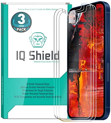 IQ Shield Glass Screen Protector Compatible with Apple iPhone 12 Mini (5.4 inch)(3-Pack) Clear Tempered Ballistic Glass HD and Transparent Shatter-Proof Shield, 99% Touch Accuracy